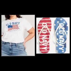 Old Navy Women's Logo Graphic Tee And Flip-Flop Sandals